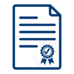 Symbol eines Dokuments mit Siegel als Darstellung eines SSL-Einzelzertifikats.