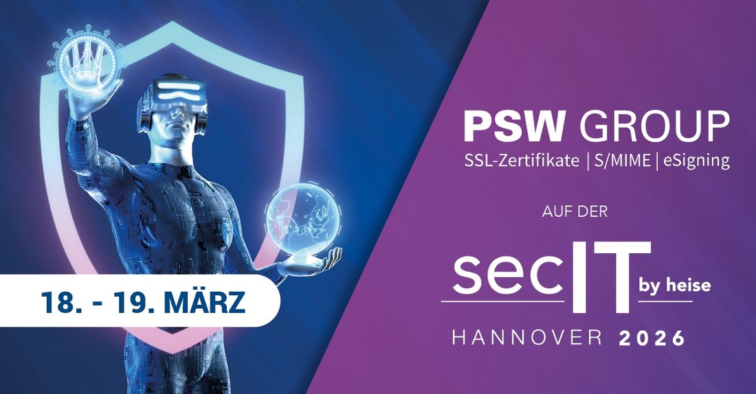 Banner zur Veranstaltung „secIT by heise“ vom 18. bis 19. März 2026 in Hannover mit Managed IP, dargestellt mit futuristischer Figur vor Schutzschild.