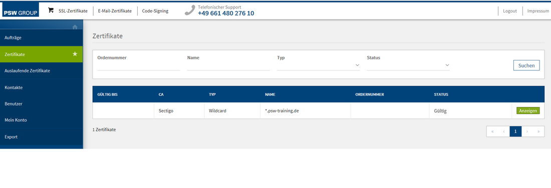 Vorschau auf die PSW Konsole