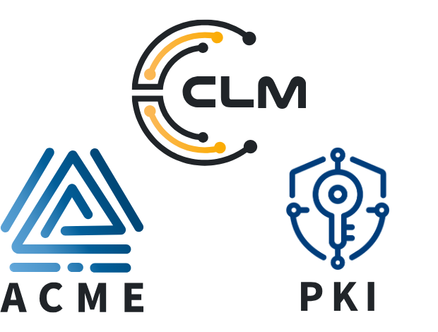 Logos von ACME, CLM und PKI