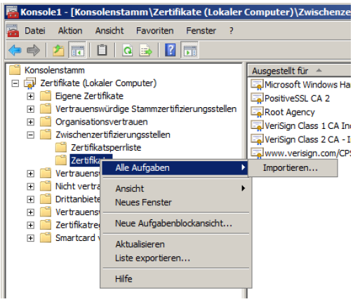 Zertifikat importieren Zertifikat importieren