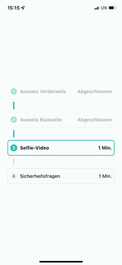 Signius SelfieIdent Fortschritt des Prozesses