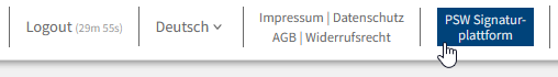 Navigation zur PSW Signatur-plattform Navigation zur PSW Signatur-plattform